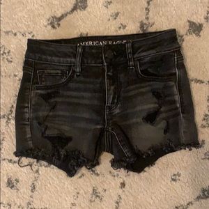 Black american eagle ripped jean shorts